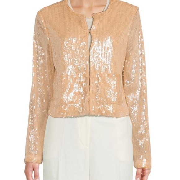 NEW with Tags BCBGMAXAZRIA Champagne Sequin Jacket Sz S - Picture 1 of 10